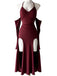 Abito Lungo Bordeaux Anni '60 Gotico con Scollo all'Americana Draped Sleeves High con Spacco 2