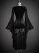 Abito Nero Anni '80 in Pizzo Scollo a V in Velluto Flare Sleeve 4
