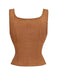 Tops Marrone Anni '70 Boho Floreale Embroidery con Allacciatura Corsetto Vest 2