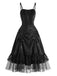 Abito Bordeaux Anni '50 di Halloween Gotico in Pizzo Drawstring Arricciato in Tulle 7