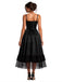 Abito Bordeaux Anni '50 di Halloween Gotico in Pizzo Drawstring Arricciato in Tulle 8