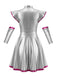 Abito Argento e Rosso Rosa Anni '70 Metallizzato Futuristico Space Plissettato 2