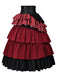 2PCS Gonna Bordeaux Anni '50 Off‑spalle Top e a Balze con Volant 9
