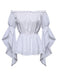 2PCS Gonna Bordeaux Anni '50 Off‑spalle Top e a Balze con Volant 4