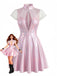 Abito Pale Pink Anni '60 Scollo Profondo a V Metallizzato Laser Mash Patchwork