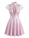 Abito Pale Pink Anni '60 Scollo Profondo a V Metallizzato Laser Mash Patchwork 2