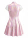 Abito Pale Pink Anni '60 Scollo Profondo a V Metallizzato Laser Mash Patchwork 3