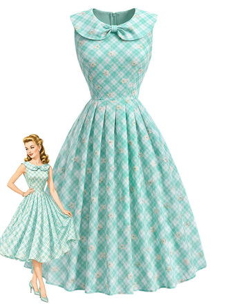 [Prevendita] Abito Ice Green Anni '50 Colletto Peter Pan con Tasca