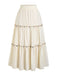 Gonna Beige Anni '70 Boho con Paillettes a Balze 2