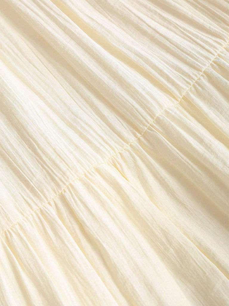Gonna Beige Anni '70 Boho con Paillettes a Balze 4