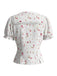 Camicetta Bianco Anni '40 Floreale in Pizzo con Revers con Perle con Bottoni Puff 3
