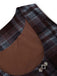 [Prevendita] 2PCS Completo Gonna Marrone Scuro Anni '50 a Quadri con Gilet Scollo a U Senza Maniche e Pieghe 5