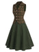 [Prevendita] 2PCS Completo Gonna Verde Scuro Anni '40 a Quadri con Gilet e Linea A 3