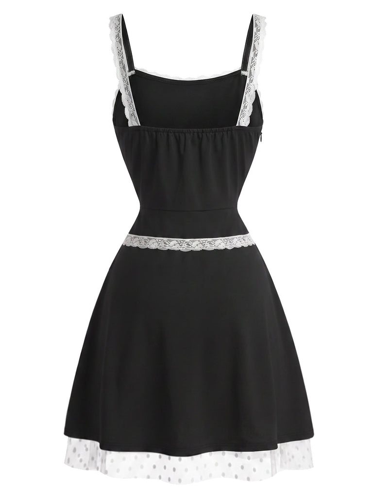 [Prevendita] Abito Black White Anni '60 White con Fiocco Tie in Pizzo con Bordo Cami 4