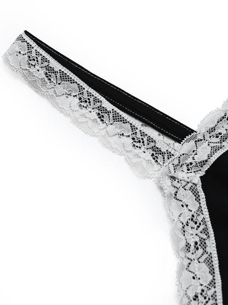 [Prevendita] Abito Black White Anni '60 White con Fiocco Tie in Pizzo con Bordo Cami 7