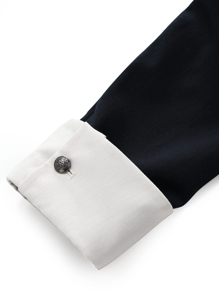 [Prevendita] 2PCS Completo blu scuro con giacca con revers e cintura e gonna a sirena con orlo in tulle Anni '60 6
