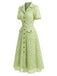 [Prevendita] Abito Giallo Verde Anni '40 in Pizzo con Cintura Colletto con Revers con Tasche Camicia 3