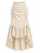 [Prevendita] Gonna Beige Anni '70 in Pizzo Asimmetrico a Vita Alta a Balze con Volant 2