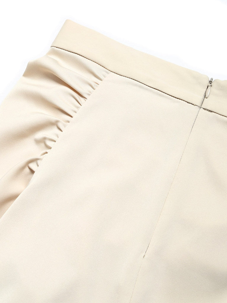 [Prevendita] Gonna Beige Anni '70 in Pizzo Asimmetrico a Vita Alta a Balze con Volant 6