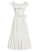 [Prevendita] Abito Rosa Anni '30 Embroidered Floreale a Righe Convertible con Volant Scollo 2