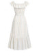 [Prevendita] Abito Rosa Anni '30 Embroidered Floreale a Righe Convertible con Volant Scollo 4