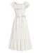 [Prevendita] Abito Rosa Anni '30 Embroidered Floreale a Righe Convertible con Volant Scollo 3