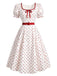 [Prevendita] Abito Rosso e Bianco Anni '50 a Pois Scollo Quadrato con Fiocco 2