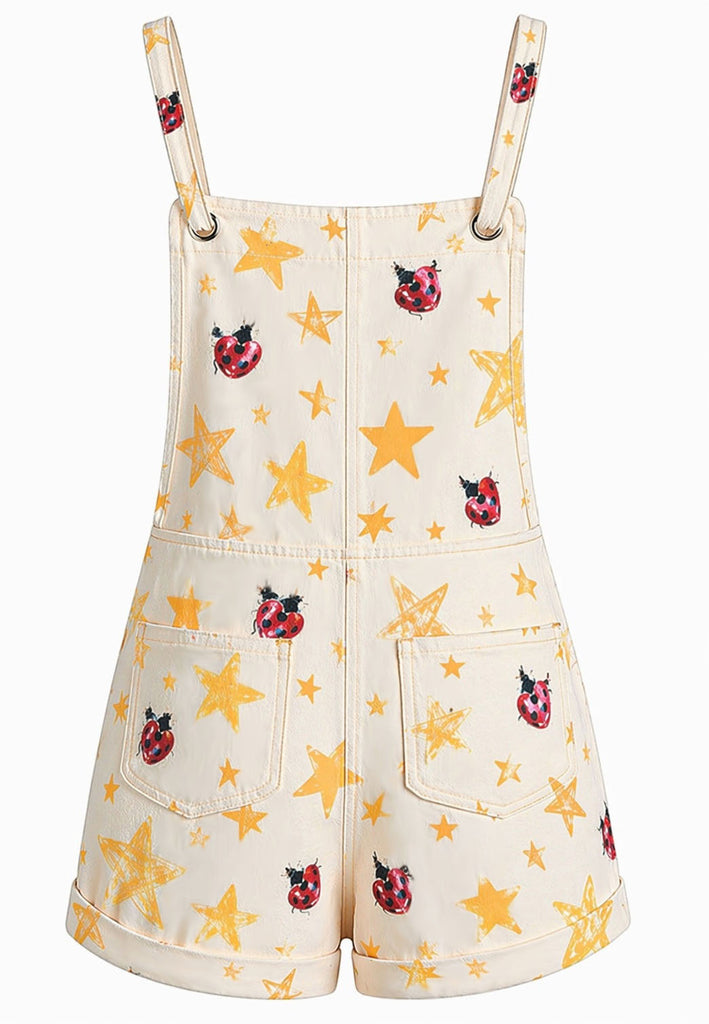 [Prevendita] Tuta Corta Giallo Anni '70 Coccinella Star con Tasca Tie‑spalle Overall 3
