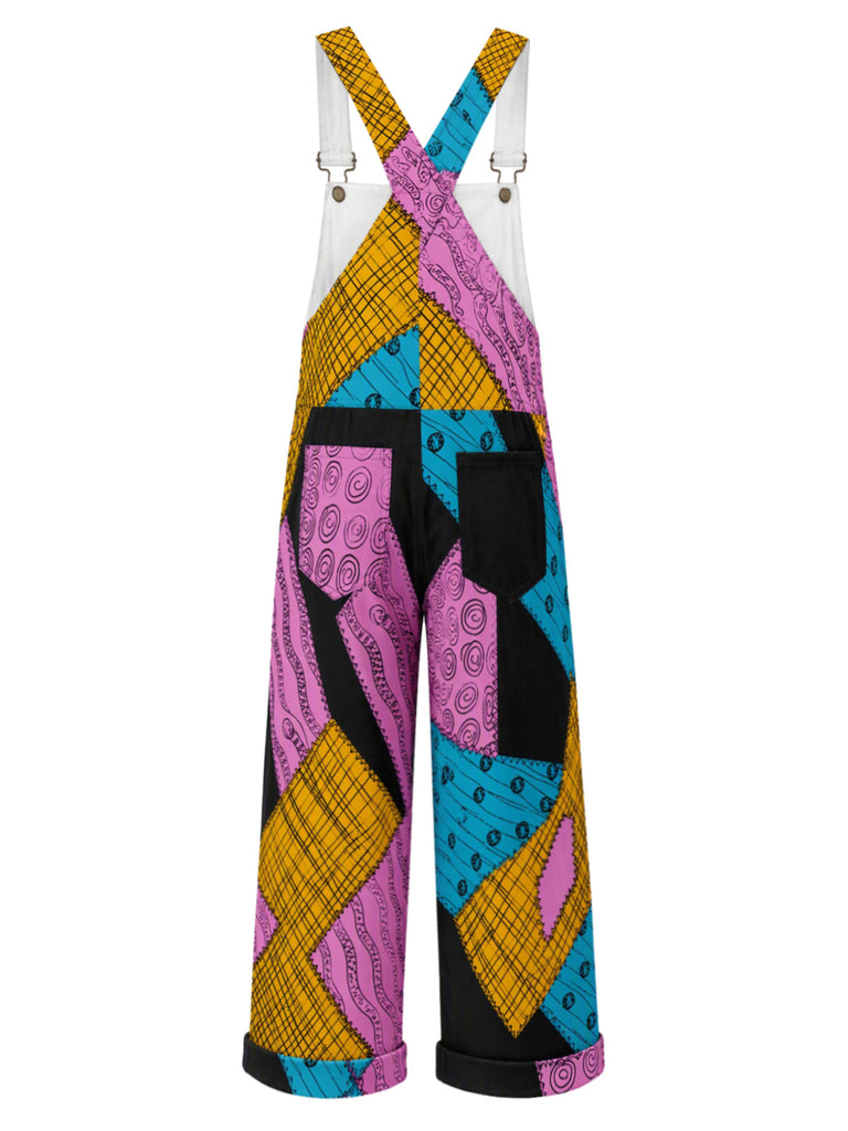 [Prevendita] Salopette Multicolore Anni '80 Patchwork con Tasca Sally di Halloween Cosplay 3