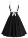[Prevendita] Abito a Ruota Nero Anni '50 Contrast Deep V Double Buttons 3