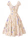 [Prevendita] Abito Beige Scollo a Cuore Fiori Selvatici con Fiocco Anni '50 3