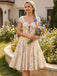 [Prevendita] Abito Beige Scollo a Cuore Fiori Selvatici con Fiocco Anni '50 4