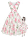 [Prevendita] Abito Rosa Scuro Anni '50 Floreale Scollo a V Cinched Waist