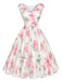 [Prevendita] Abito Rosa Scuro Anni '50 Floreale Scollo a V Cinched Waist 2