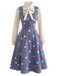 [Prevendita] 2PCS Abito Blu Lago Anni '50 a Pois con Camicetta con Fiocco e Colletto con Volant 2