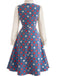 [Prevendita] 2PCS Abito Blu Lago Anni '50 a Pois con Camicetta con Fiocco e Colletto con Volant 3