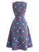 [Prevendita] 2PCS Abito Blu Lago Anni '50 a Pois con Camicetta con Fiocco e Colletto con Volant 5