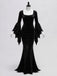 Abito a Sirena Nero Anni '30 Wednesday Morticia-inspired in Velluto Maniche a Campana 4