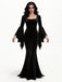 Abito a Sirena Nero Anni '30 Wednesday Morticia-inspired in Velluto Maniche a Campana 3