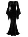 Abito a Sirena Nero Anni '30 Wednesday Morticia-inspired in Velluto Maniche a Campana 2