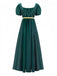 Abito Verde Anni '30 Vita Impero Maniche a Sbuffo Contrast Belt 2