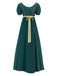 Abito Verde Anni '30 Vita Impero Maniche a Sbuffo Contrast Belt 3