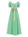 Abito Verde Anni '30 Vita Impero Maniche a Sbuffo Contrast Belt 11