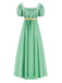 Abito Verde Anni '30 Vita Impero Maniche a Sbuffo Contrast Belt 10
