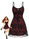 Abito Rosso Anni '60 Gotico Spalline Sottili in Rete