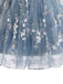 Abito Blu Anni '30 Floreale Ricamato in Tulle Scollo a Cuore Linea a 5