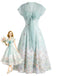 [Prevendita] Abito Azzurro Chiaro Anni '40 Floreale con in Chiffon Cape