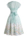 [Prevendita] Abito Azzurro Chiaro Anni '40 Floreale con in Chiffon Cape 3