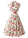 [Prevendita] Abito a Ruota Bianco Anni '50 Cherry Cap Sleeve Scollo a Cuore 2