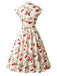 [Prevendita] Abito a Ruota Bianco Anni '50 Cherry Cap Sleeve Scollo a Cuore 3